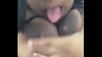 hot girl sucking own saggy tits