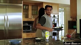 mom and son enjoy in kitchen