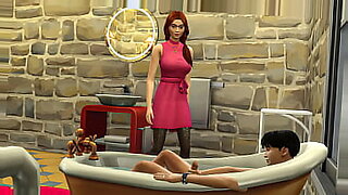 mom and son in bathroom massage