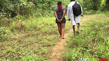 a girl with animols in the forest