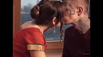 romantic kiss and boob press indian