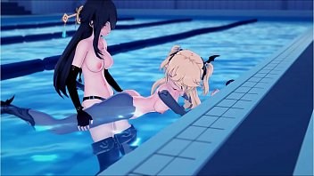 mature pool lesbian