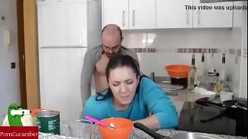 mom get fucked in kitchen during his husband behind him